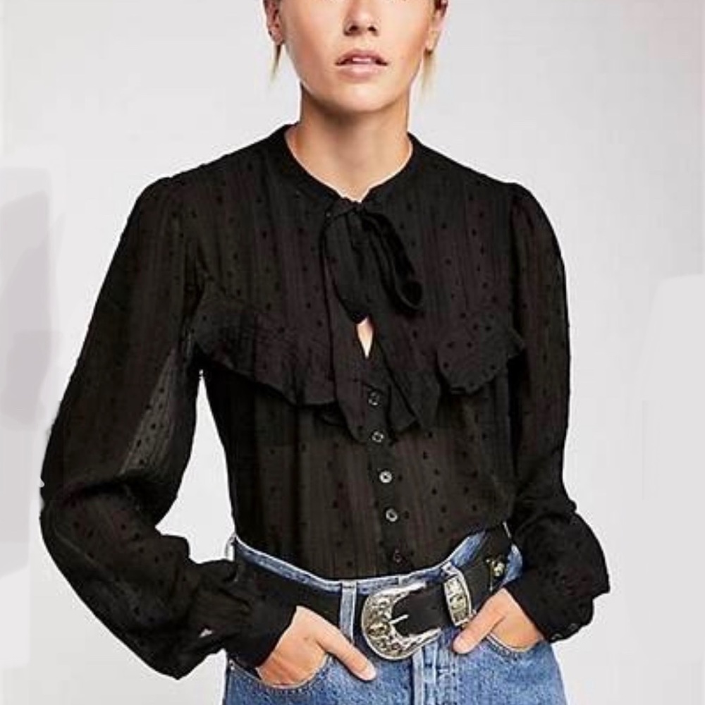 Free People Blissful Beginnings Blouse in Black